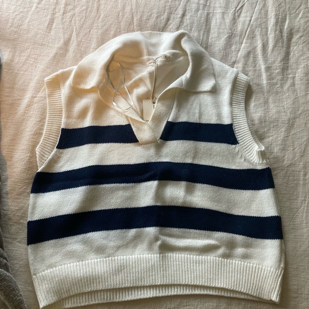 moon & madison Navy and White V-Neck Sweater Vest
